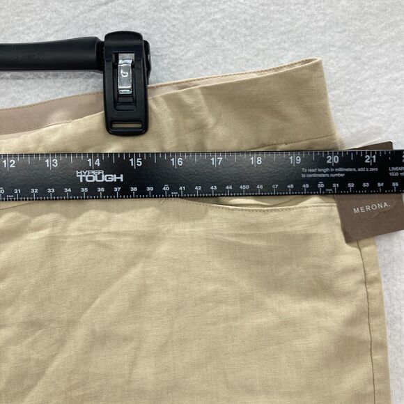 Merona Womens Size 16 Brown 100% Linen Wide Leg Straight Leg Pants Mid Rise NWT - Picture 5 of 11